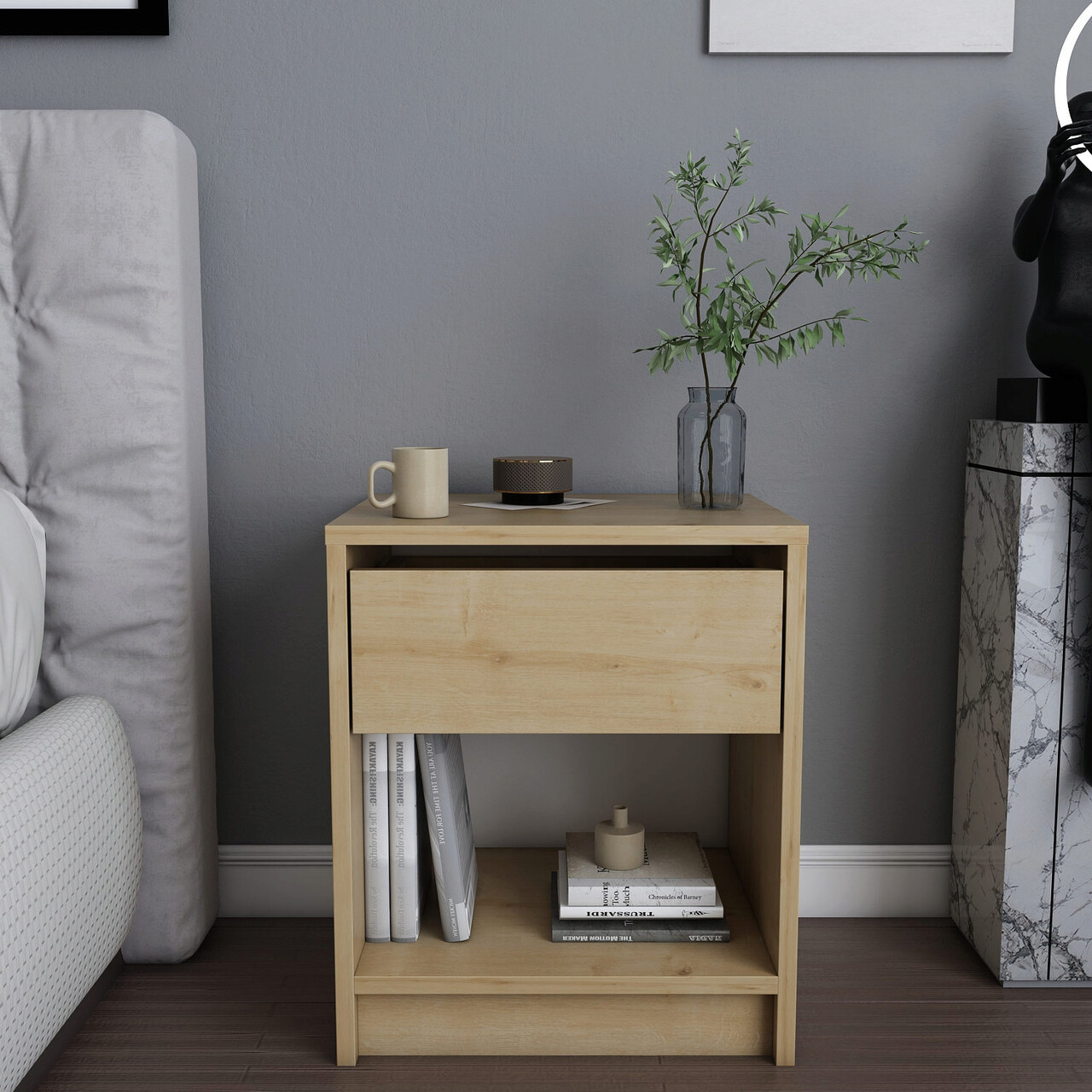 Noptiera, Hanah Home, Sheridan, 44.6x35.9x52.8 cm, Stejar - imagine 7